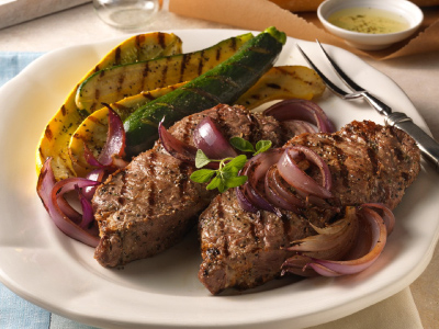 Beef Top Loin Steaks with Grilled Onion Relish